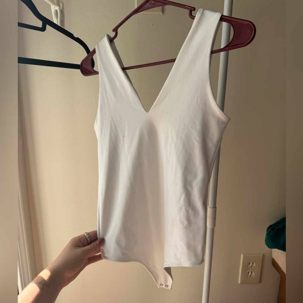 Abercrombie & Fitch White V-Neck Bodysuit